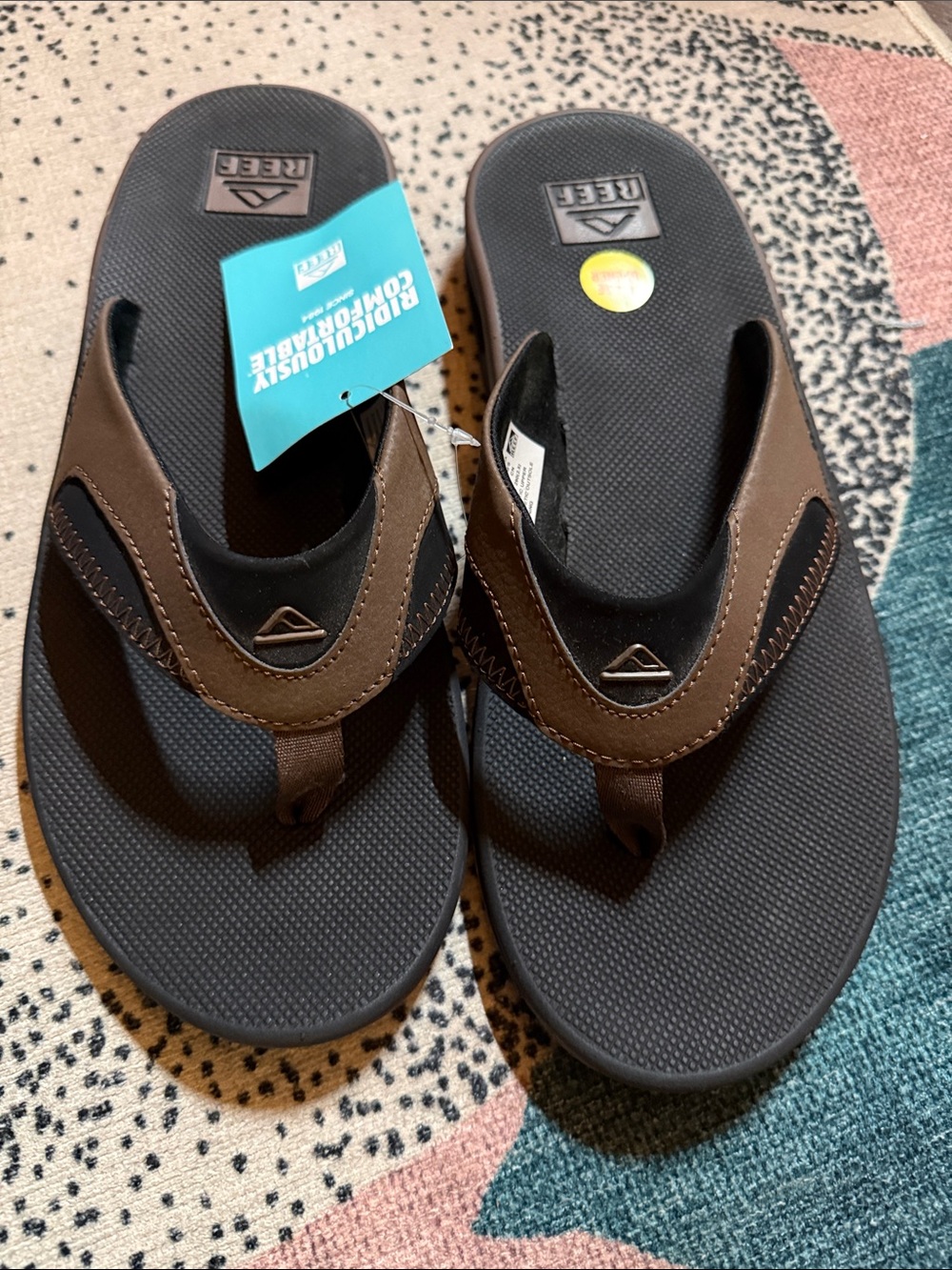 Reef Men’s Brown and Black Fanning Comfort Flip Flops